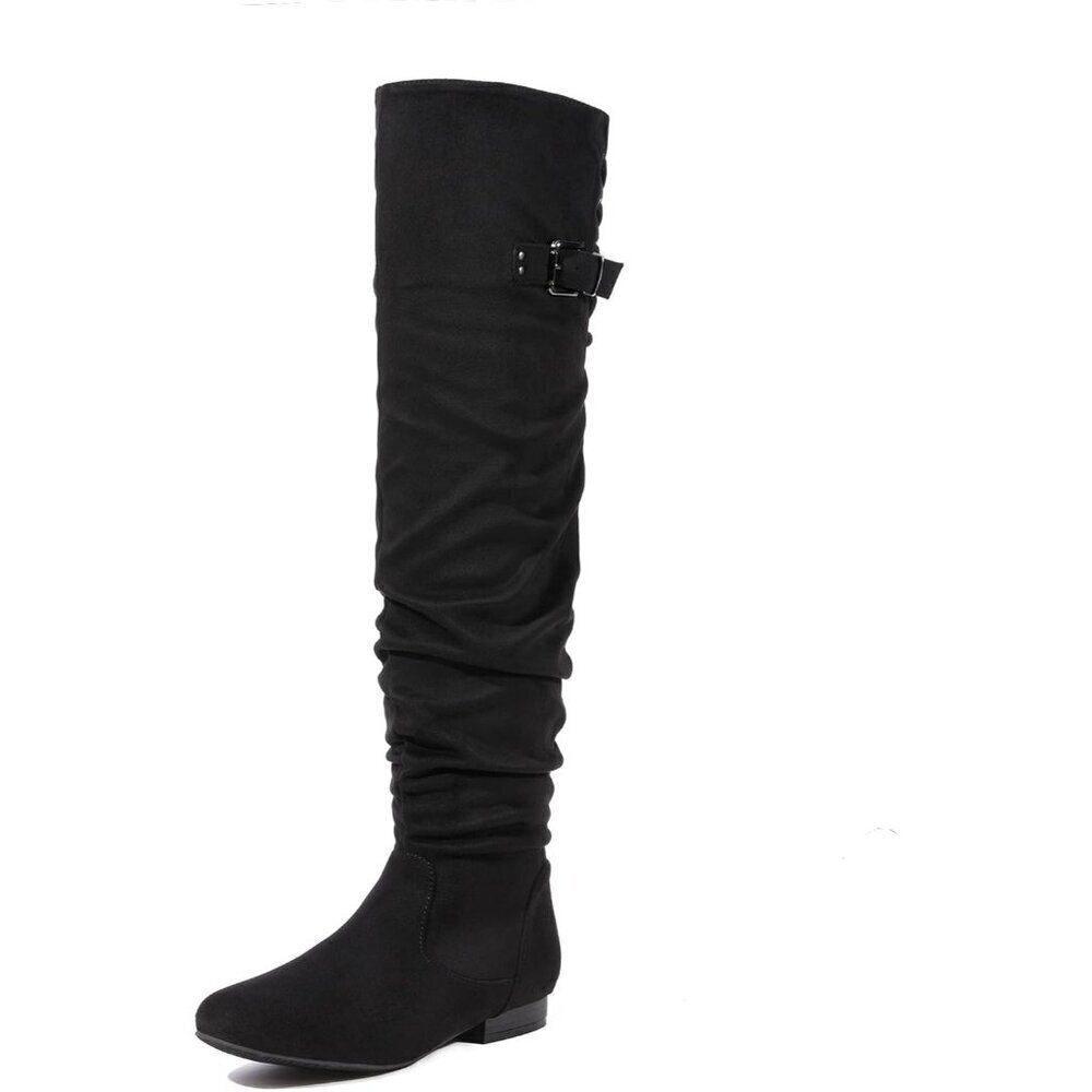 Dream Pairs Women's Black Lace up Side Zip Over The Knee Thigh High Winter Boots